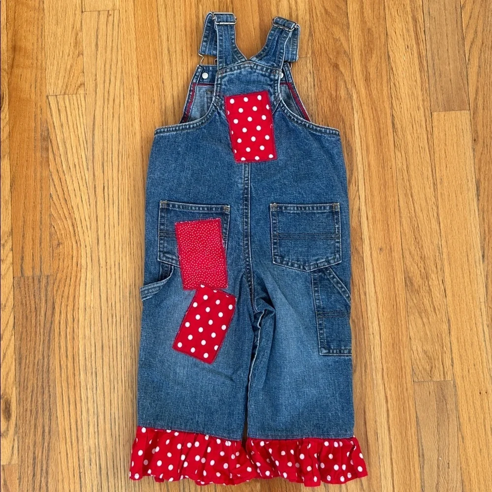 Vintage Old Navy Overalls with white polka dots